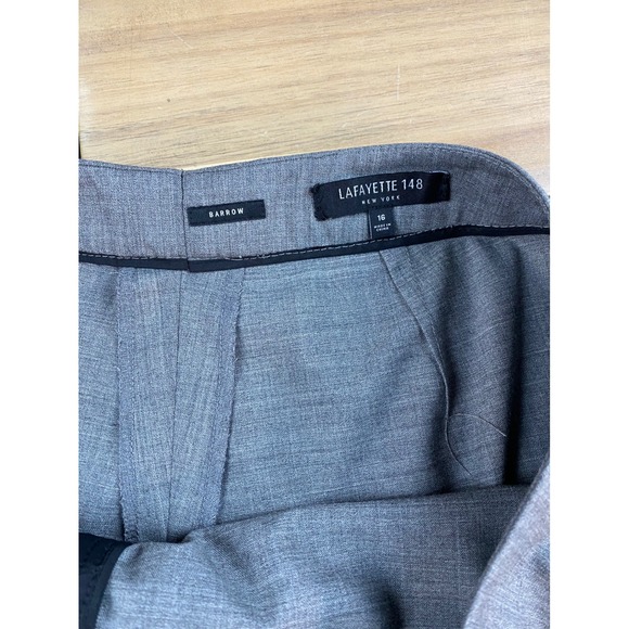LAFAYETTE 148 NEW YORK Barrow Gray Wool Blend Dress Pants Women's Size 16 - Picture 3 of 5